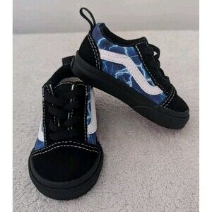 Vans Old Skool Shoes Elastic Slip On Lightning Blue Toddler Size 4 New